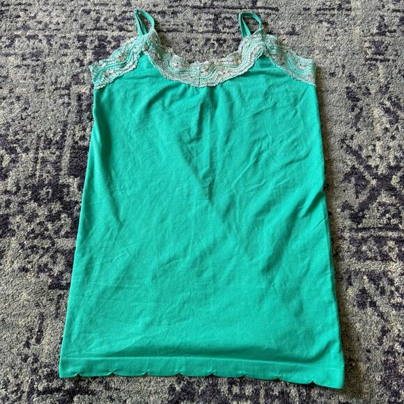 Y2k Tops - Y2K Rave Summer Metallic Lace Kelly Green Cami Streetwear Tank Top Casual Girly